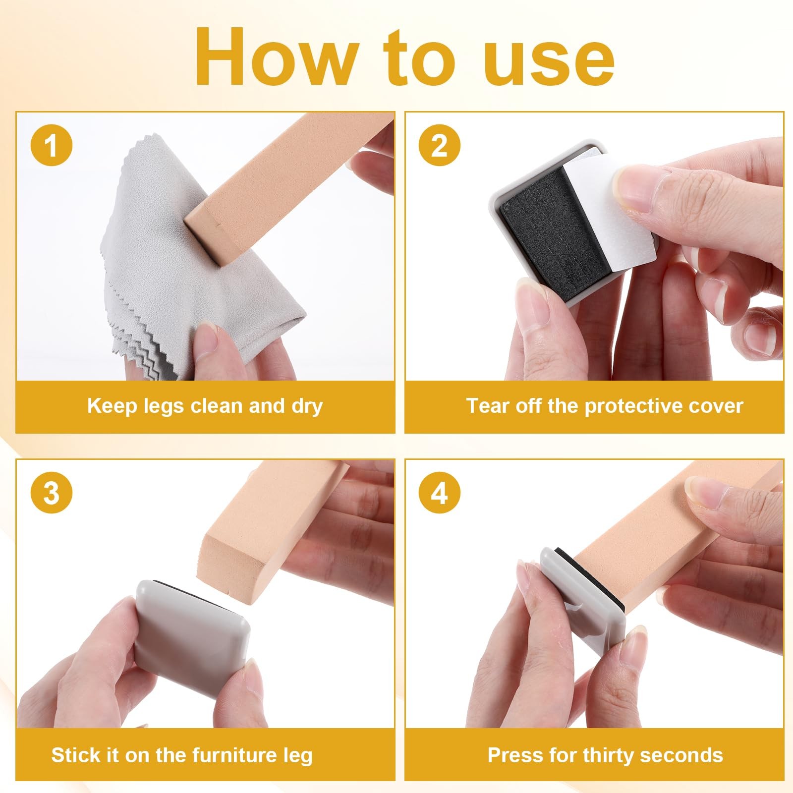 12Pcs Furniture Sliders,1.5 Inches Square Self-Adhesive Furniture Sliders Pads,
