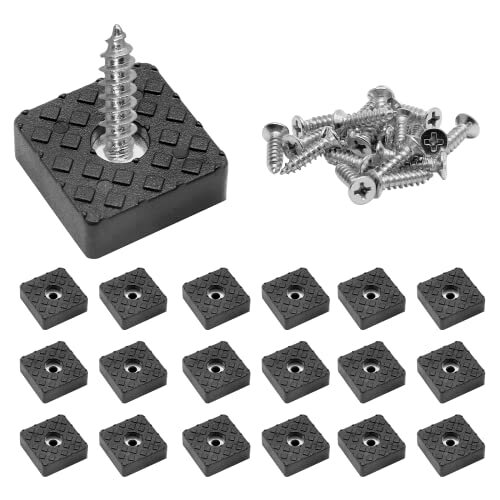 Bivethoi 20 Pcs Rubber Furniture Pads, Black Square Shape Non Black-1″-Square