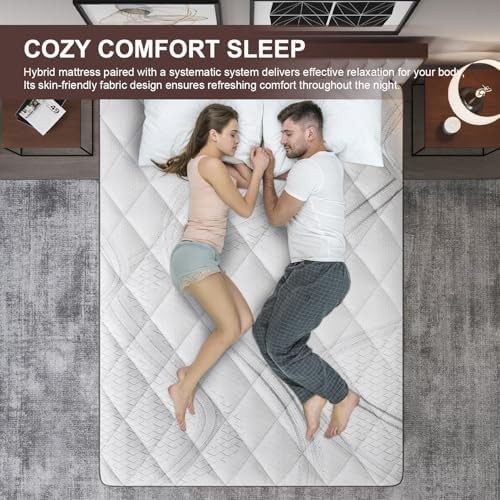 12 Inch Queen Mattress in a Box Hybrid Gel Memory Foam Pocket Spring Soft Plush