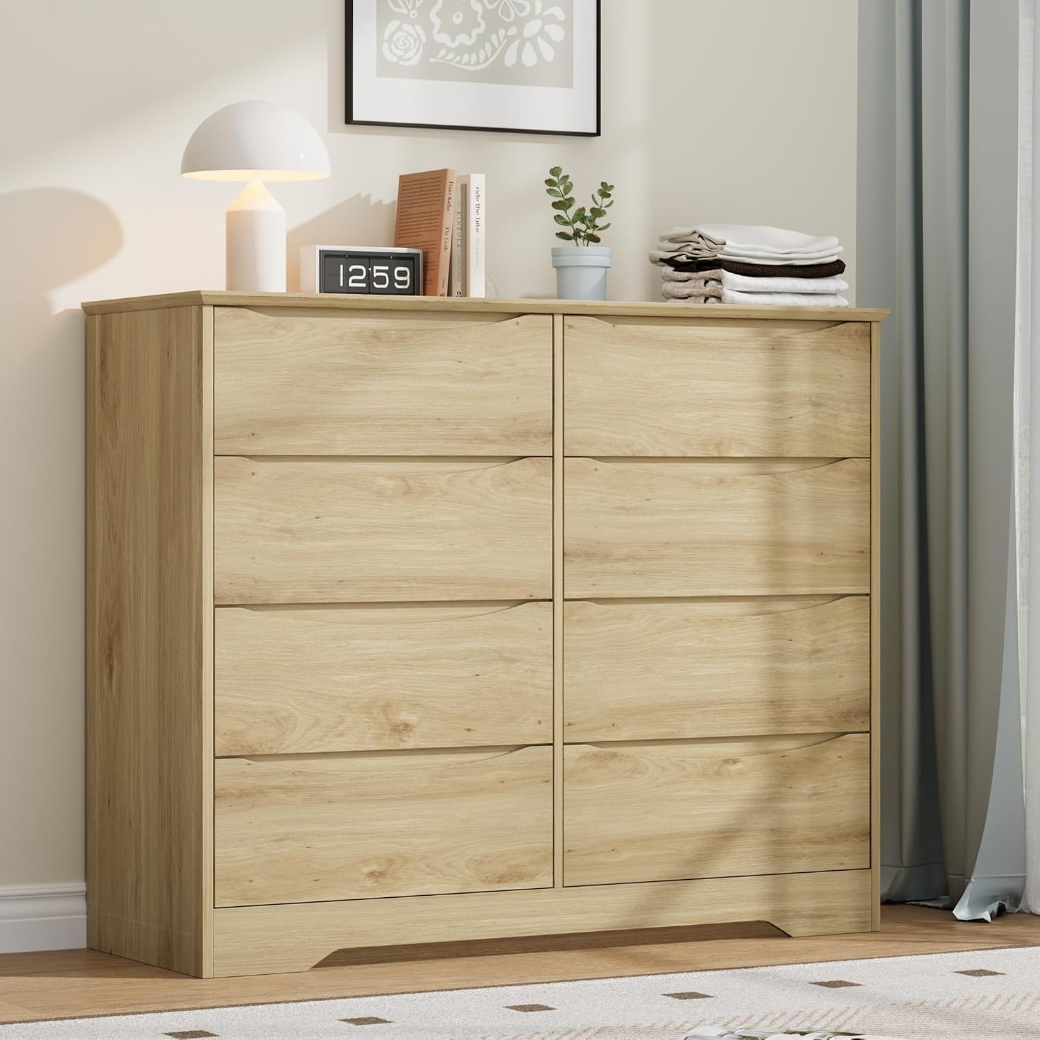 Tall Modern Dresser 3/6/8/9 Drawers Deep Storage Wide Top Chest Living Room