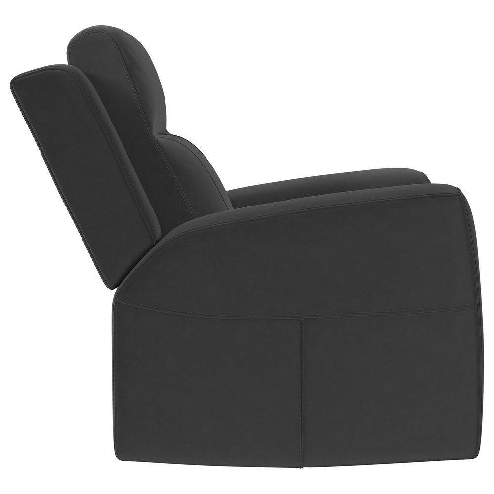 Brentwood Dark Charcoal Faux Leather Rocker Recliner with Track Arms