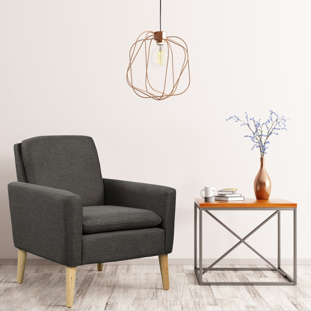 Modern Accent Fabric ArmChair Single Sofa Soft Upholstered Arm Chair Living Room