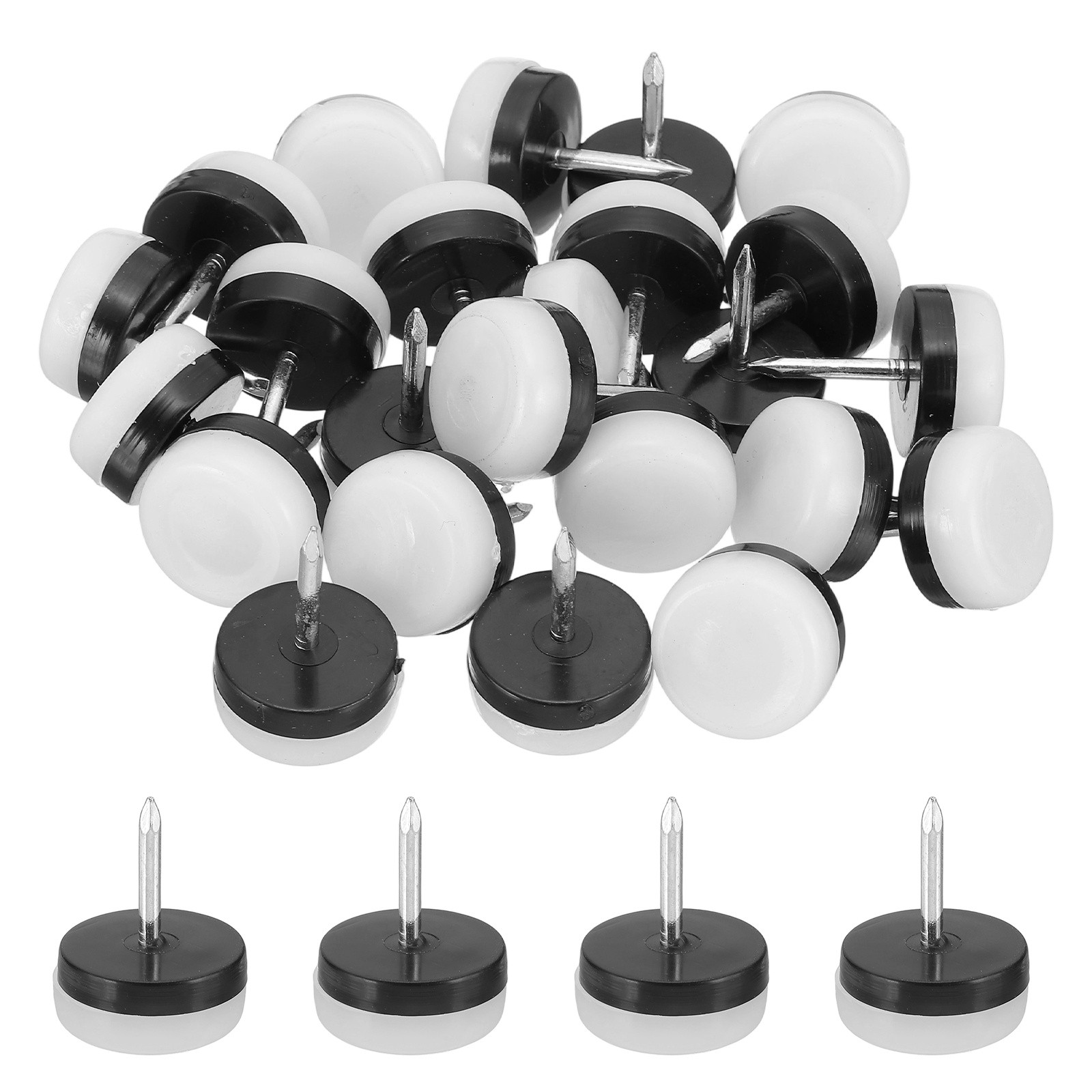 0.8″ Dia Chair Slides 24 Pcs Nail on Furniture Glides Floor Protector White
