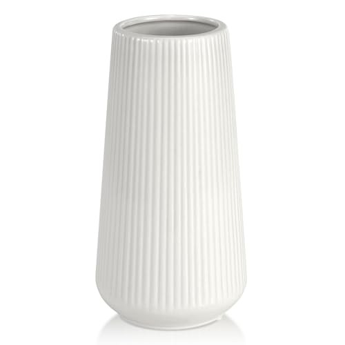 Ceramic Vase, Small Cute Flower Vase for Pampas Grass, Home, Living White