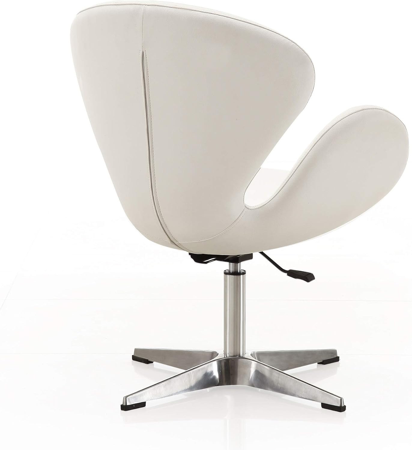 White Raspberry Swivel Accent Chair with Chrome Base, Modern Retro Design