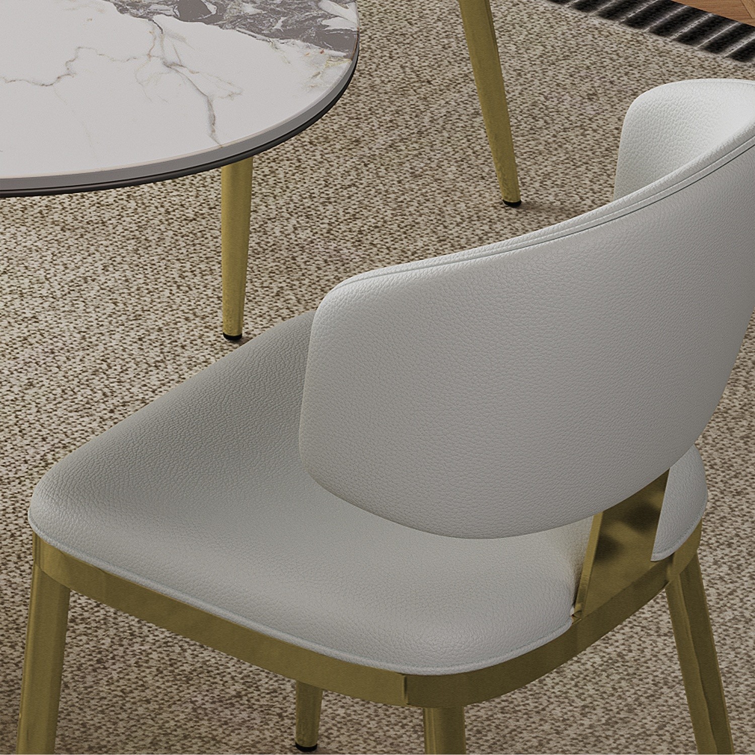 Set of 2 Modern Dining Chairs w/ PU Leather Upholstered Seat & Carbon Steel Legs