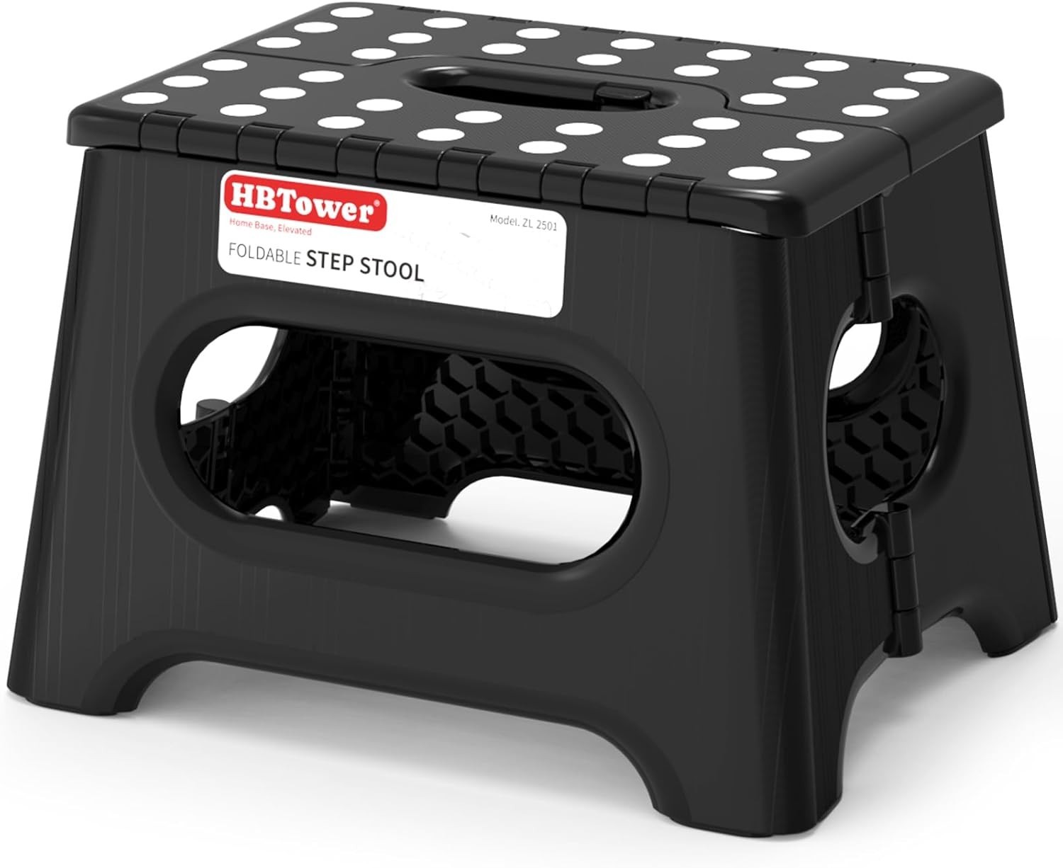 Folding Step Stool 9″ Tall, 300Lb Capacity Non-Slip Collapsible Stool Black
