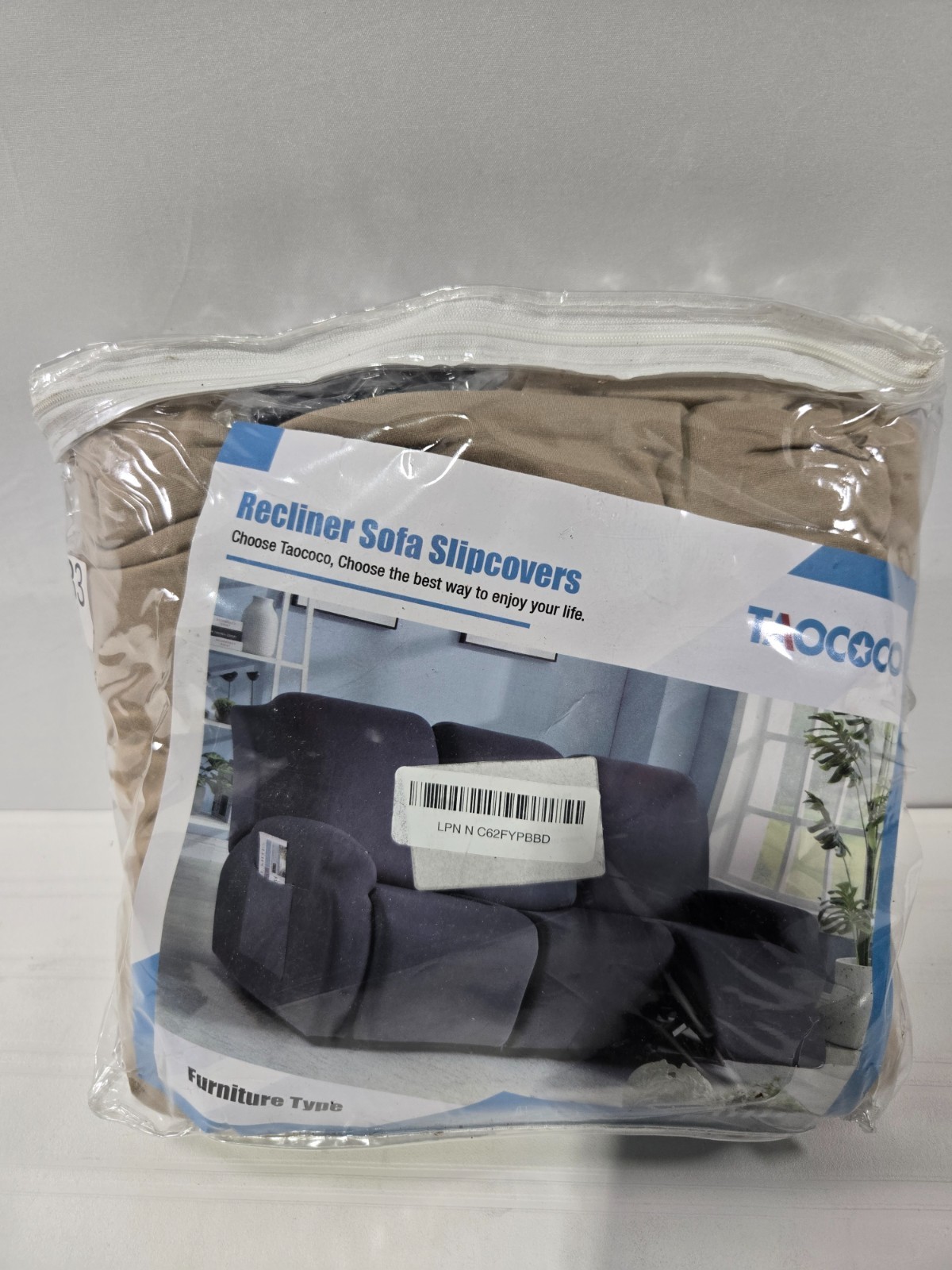 TAOCOCO Recliner Sofa Slipcover Stretch Furniture Cover Khaki 3 Seater Protector