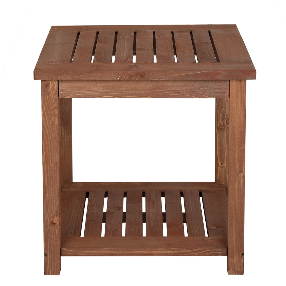 18in Carbonized 2-Tier Fir Wood Patio Side Table