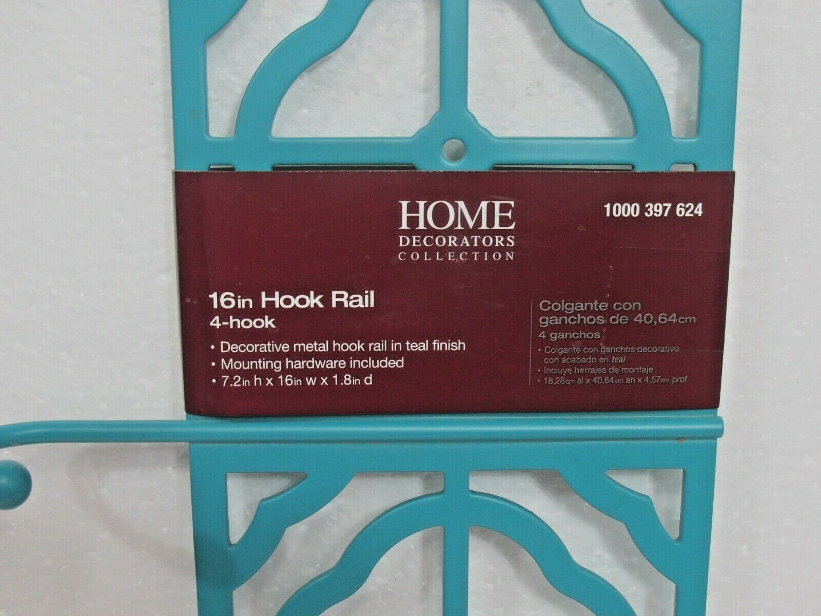 Home Decorators Collection Metal 16” Teal Finish 4-Hook Rail – BRAND NEW