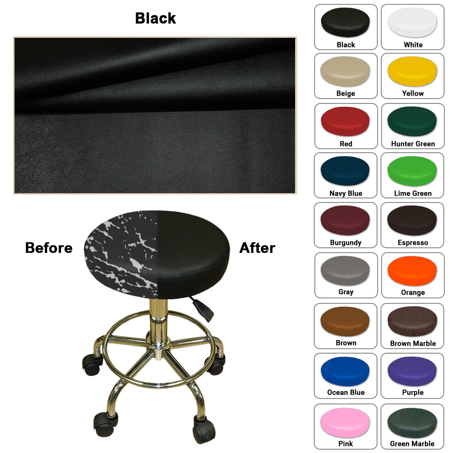 Bar Stool Cover Heavy Duty STAPLE ON Replacement Kitchen,Office, Restaurant, Pub