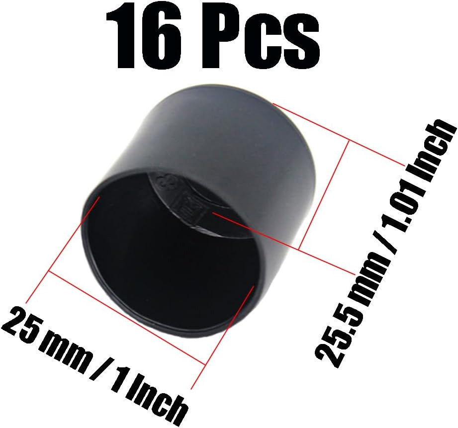 16Pcs 1 Inch (25Mm) round Rubber Chair Leg Tips Caps, Chair Table Leg Covers Flo