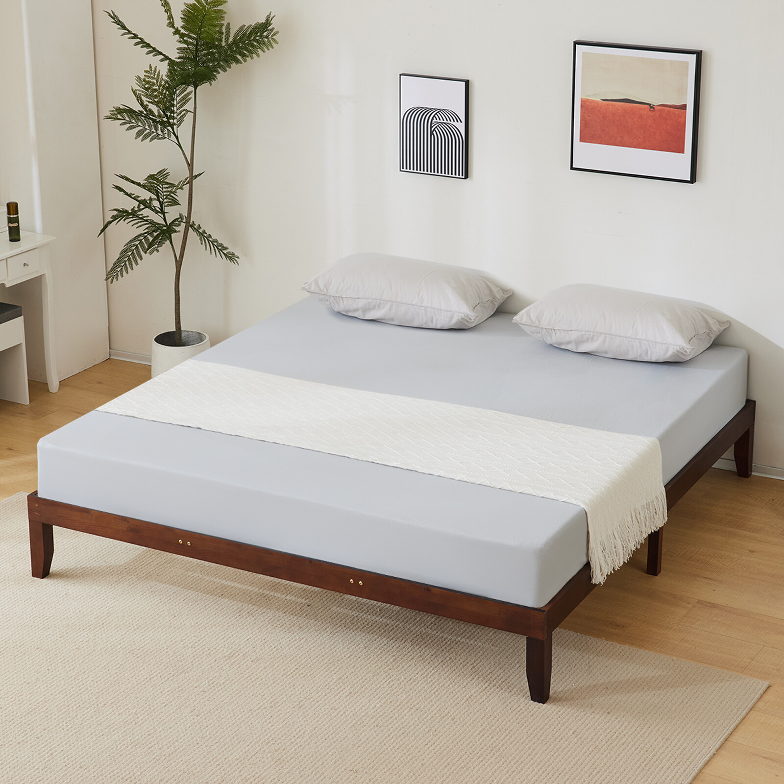 Twin/Full/Queen/King Size Bed Frame Deluxe Natural Solid Pine Wood Platform Bed