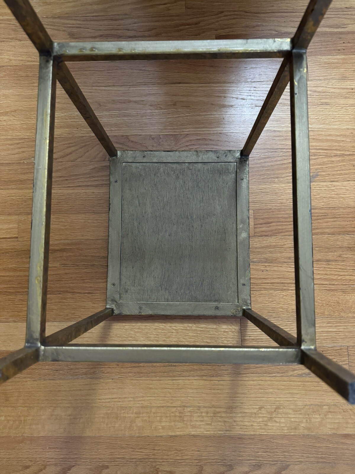 Maison Style Nesting Tables Patinated Gold Iron Antiqued Mirror Tops MCM