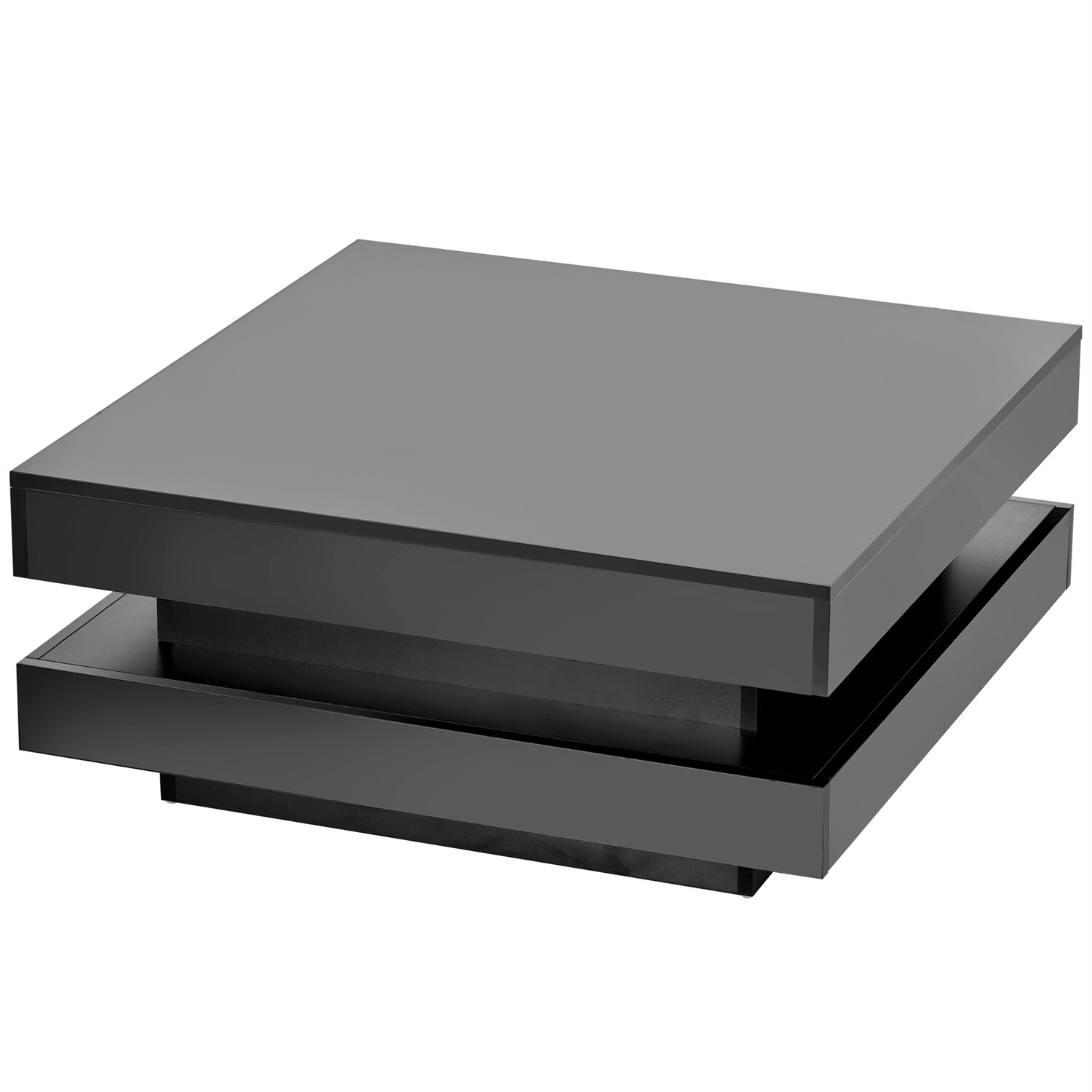 High Gloss Square LED Coffee Table Side End Table Center Table w/ LED Light US