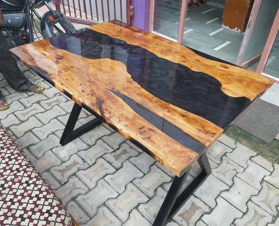 Epoxy Wooden Table Top , Epoxy Dining Table Top Decor