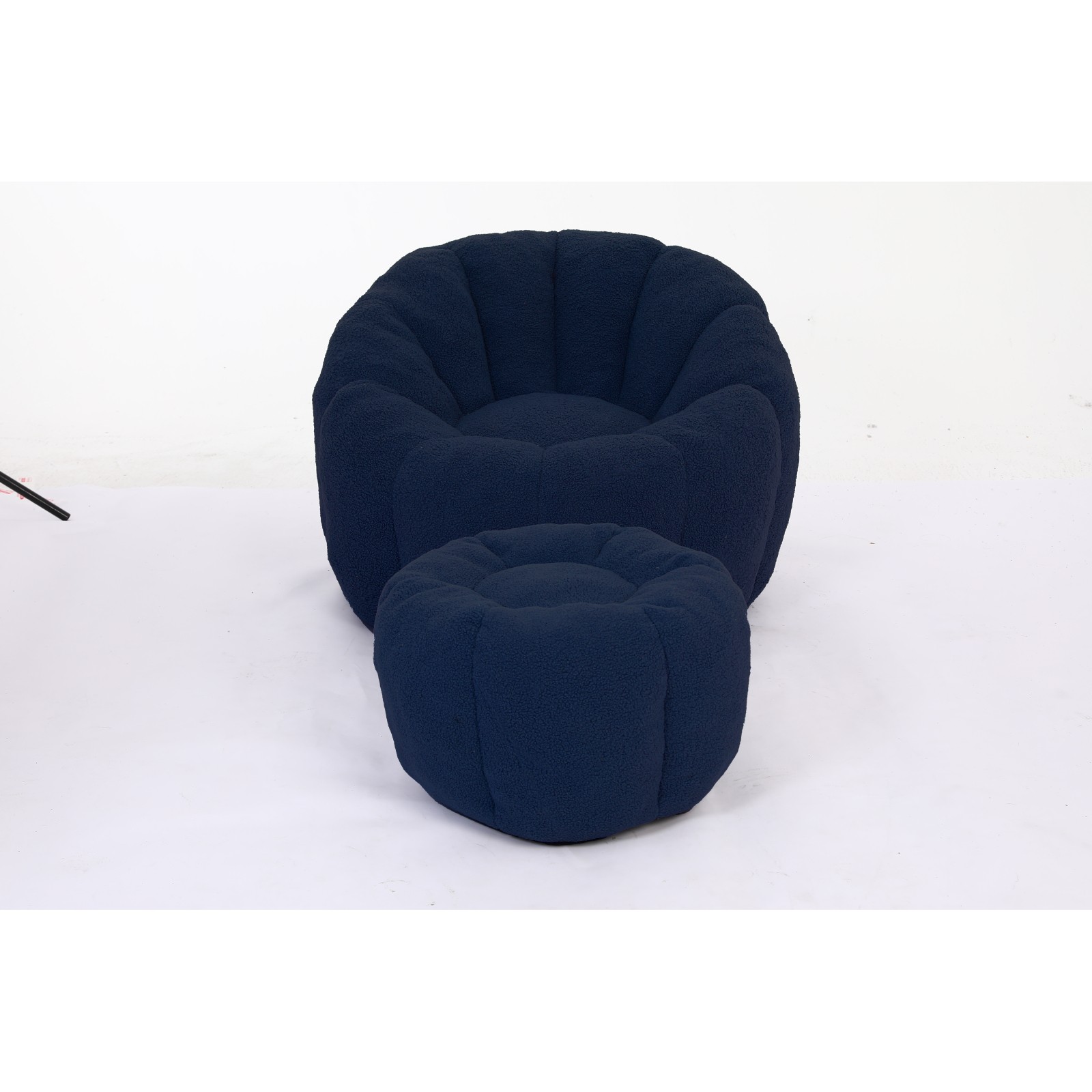 Giant Bean Bag Chair with Memory Foam Filler Dark Blue Teddy Fabric
