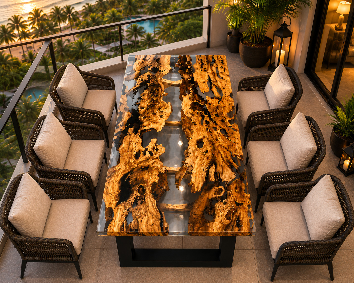 Live Edge Epoxy River Dining Table | Handmade Wood Resin Dining Table