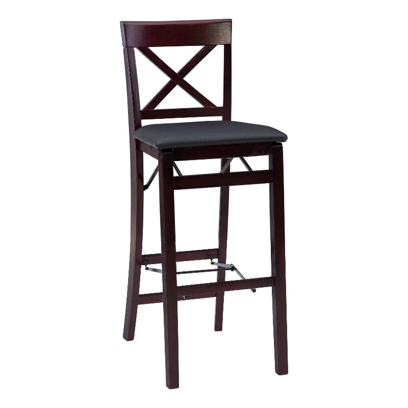 Folding Bar Stool Dining Chair Kitchen Counter 30″ Upholstered Seat 300 Lb Cap