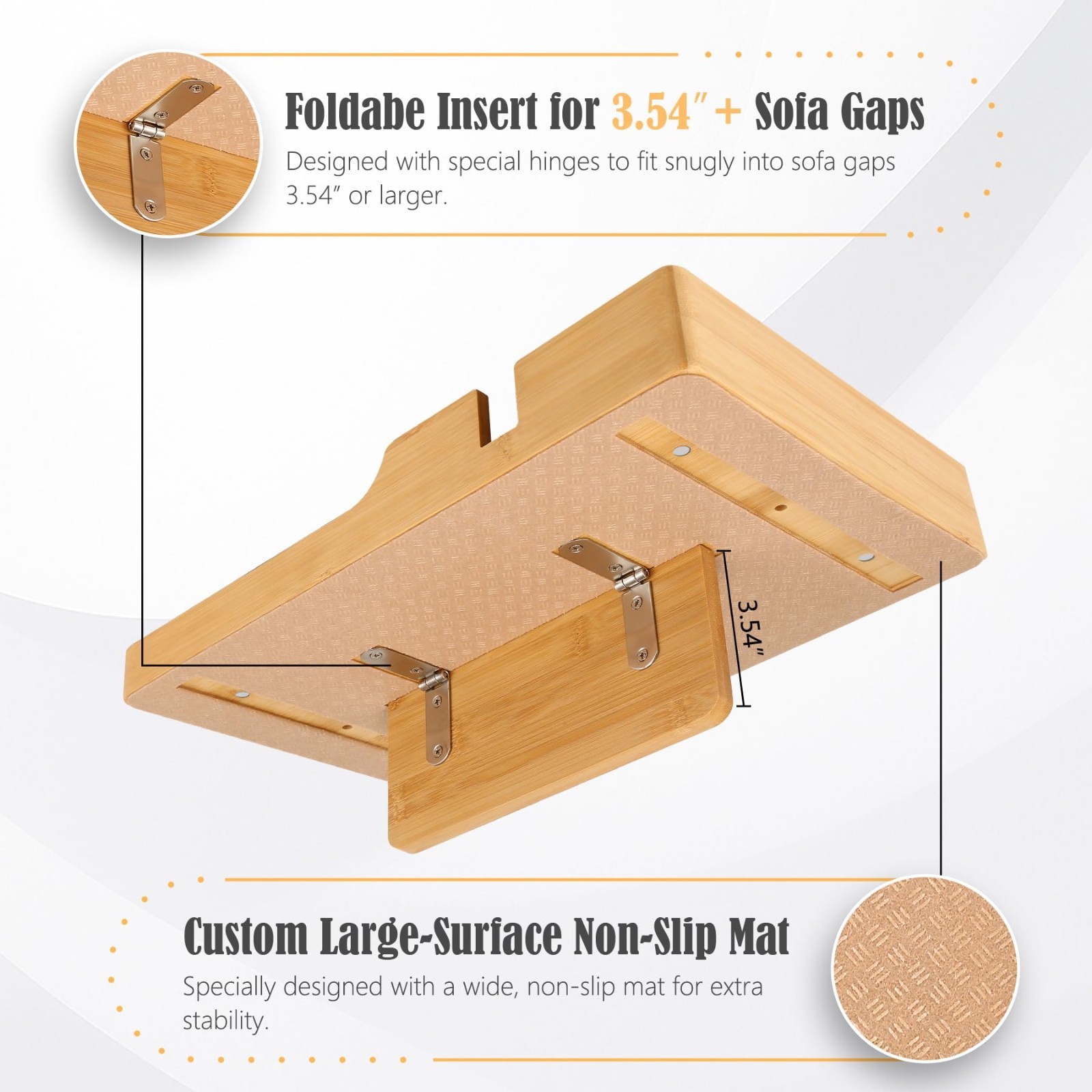 2-in-1 Bamboo Couch Tray Organizer with Cup Holders – Fits Sofa Gaps & Ottomans,