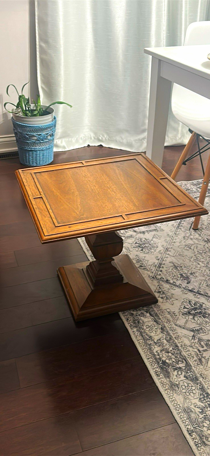 Heckman Brown Medium Wood Square Pedestal End Side Table 20x20x17 in