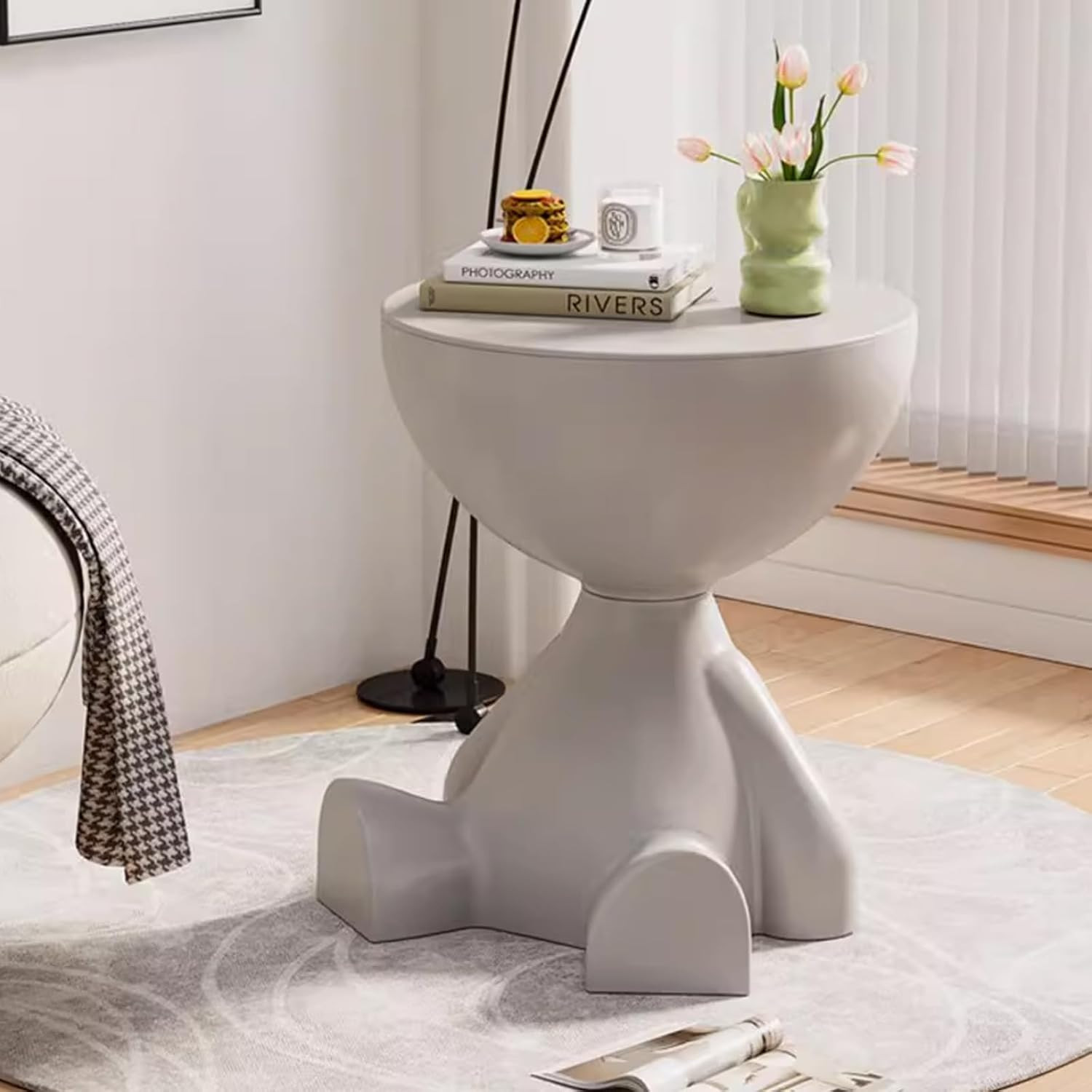 Modern Grey Side Table – Stylish Accent for Living Room & Bedroom Spaces