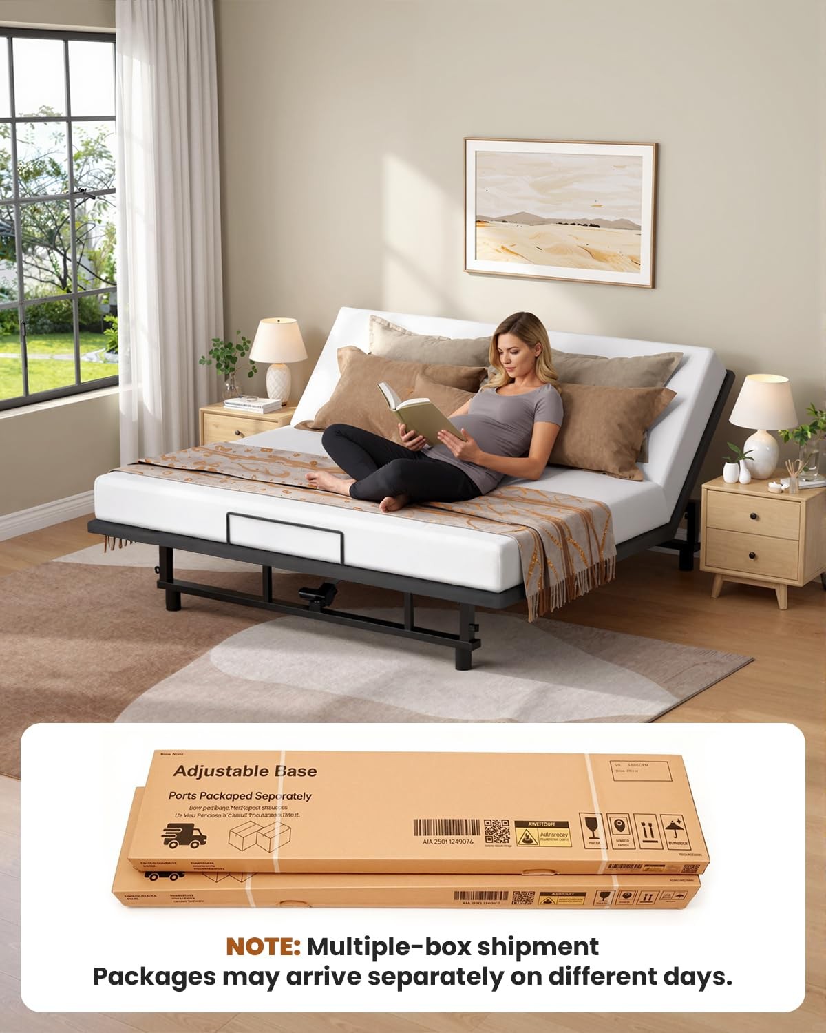 King Adjustable Bed Base Frame with Wireless Remot, Easy Installation, HeavyD…