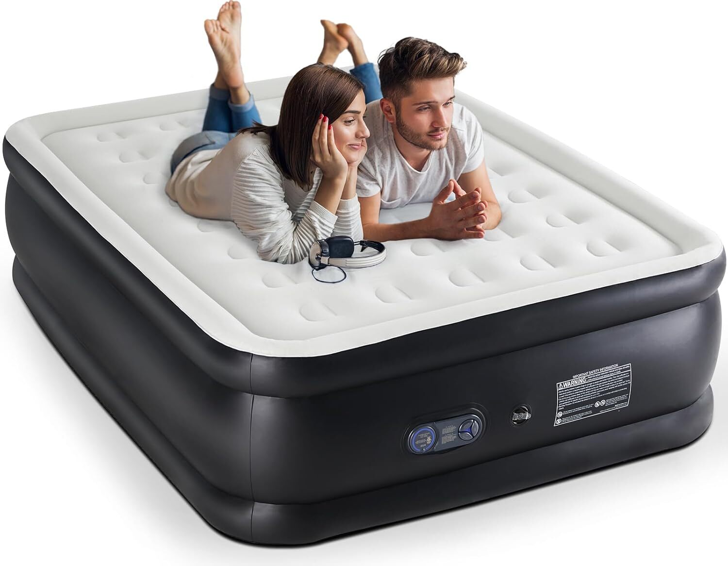 Queen Size Air Mattress 22″ Inflatable Blow Up Mattress Airbed w/ Built-in Pump