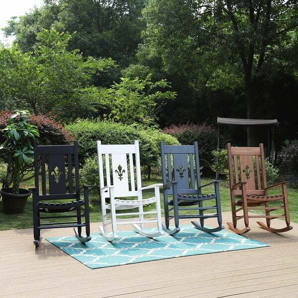 Wood Rocking Chair Traditional Porch Rocker for Outdoor Indoor Porch Patio Yard