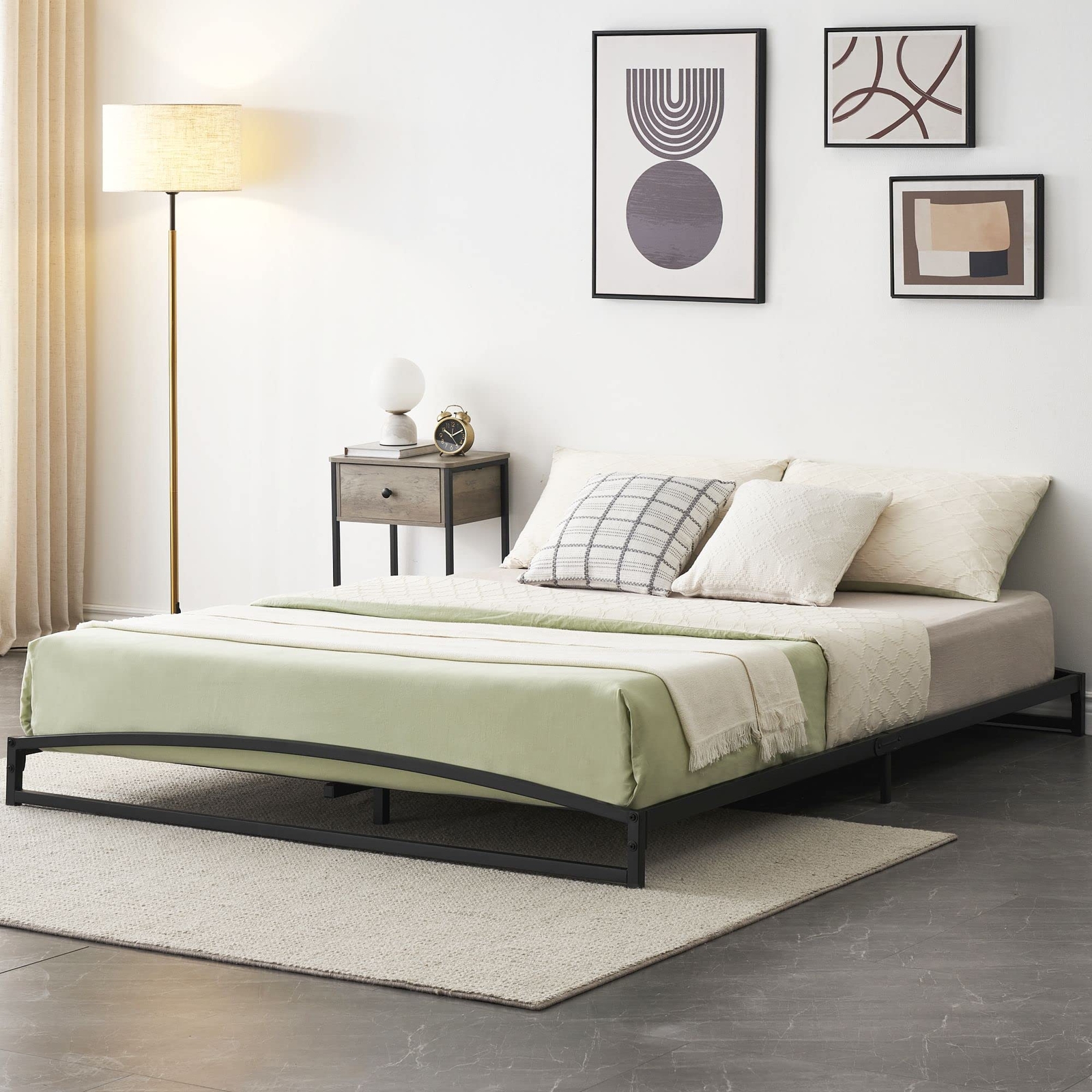 King/Queen/Full/Twin Metal Platform Bed Frame, Heavy Duty Low Profile Bed Frame