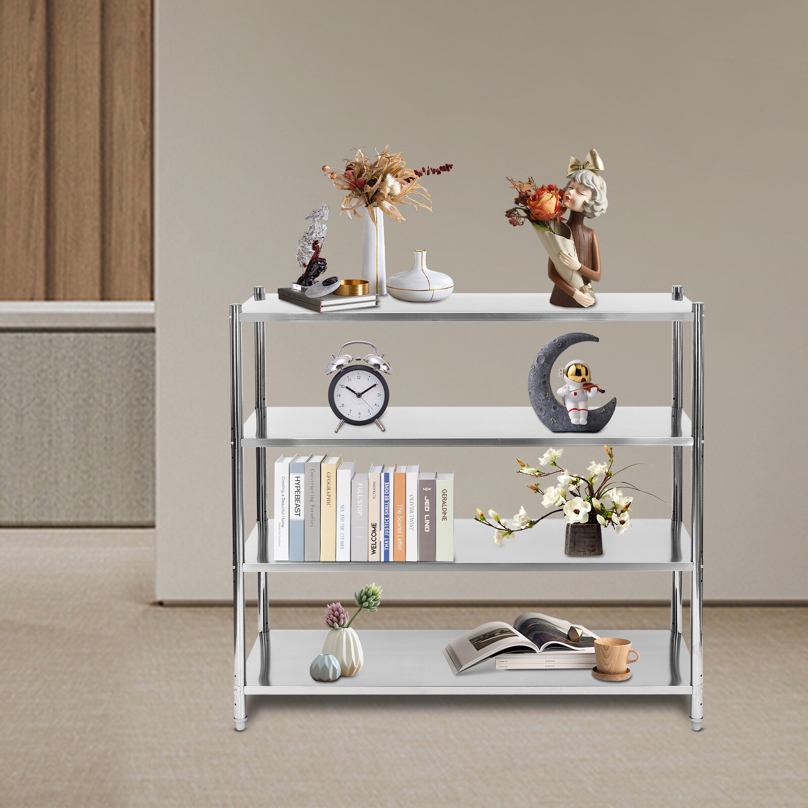 4 Shelf Steel Storage Shelving Rack Heavy Duty 1200 lb Capacity 58.1*17.5*58.1in