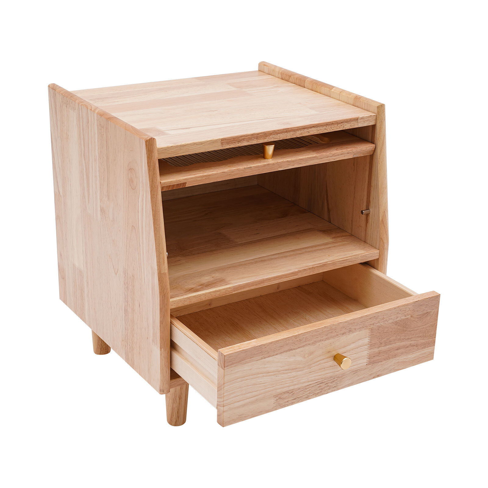 43.5*40*48cm Rubberwood Bedside Cabinet Bedroom Storage Cabinet With 2 Drawers