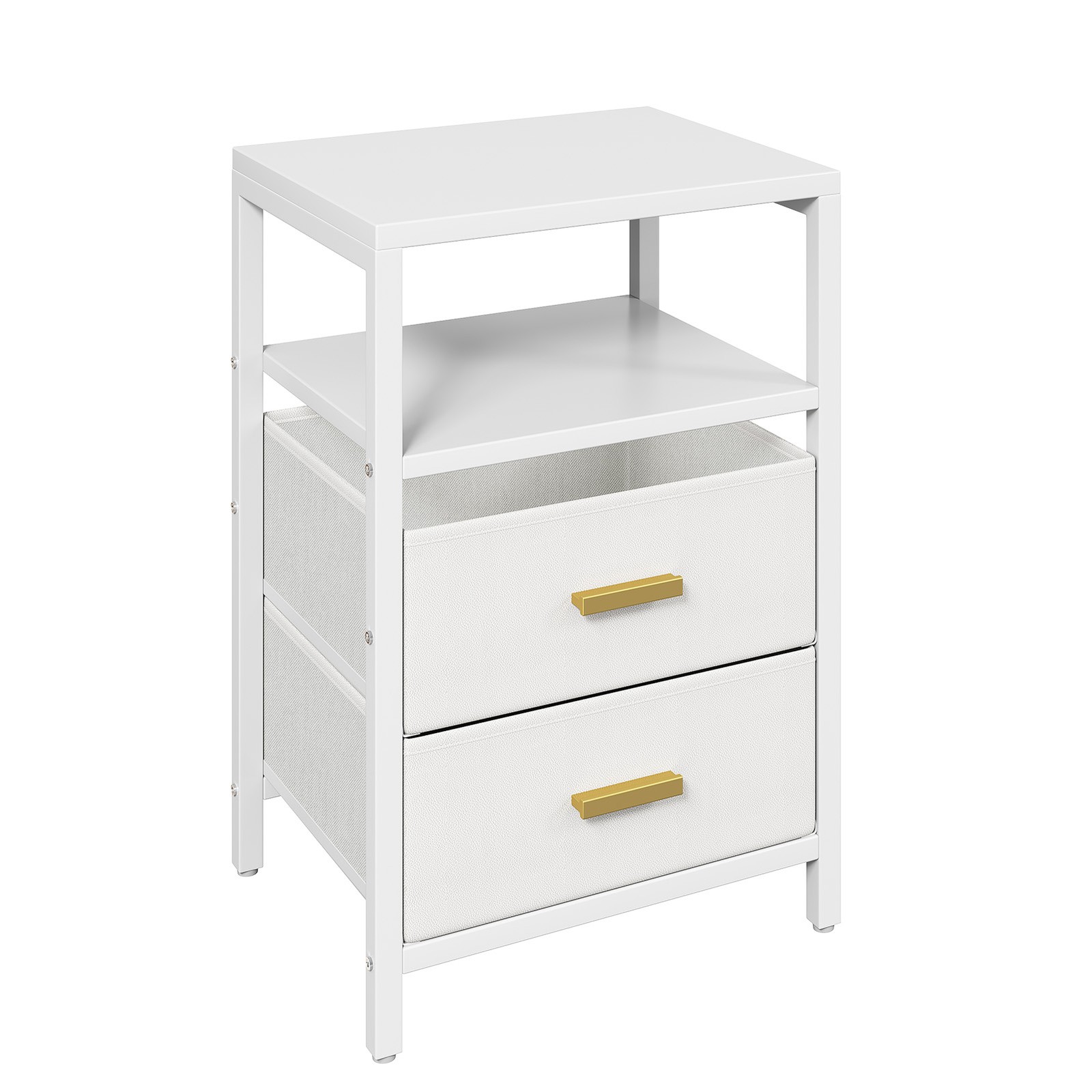 Bedside End Table Particle Board Modern Nightstand With 2 Fabric Drawers For