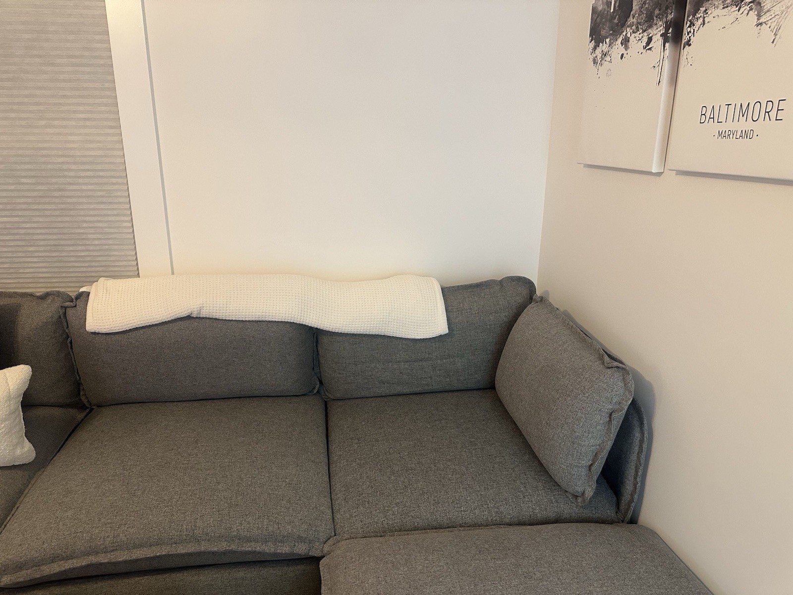 Anabei Couch- Grey Sectional Sofa Full-Compressed 3 Seater Washable Linen Fabric