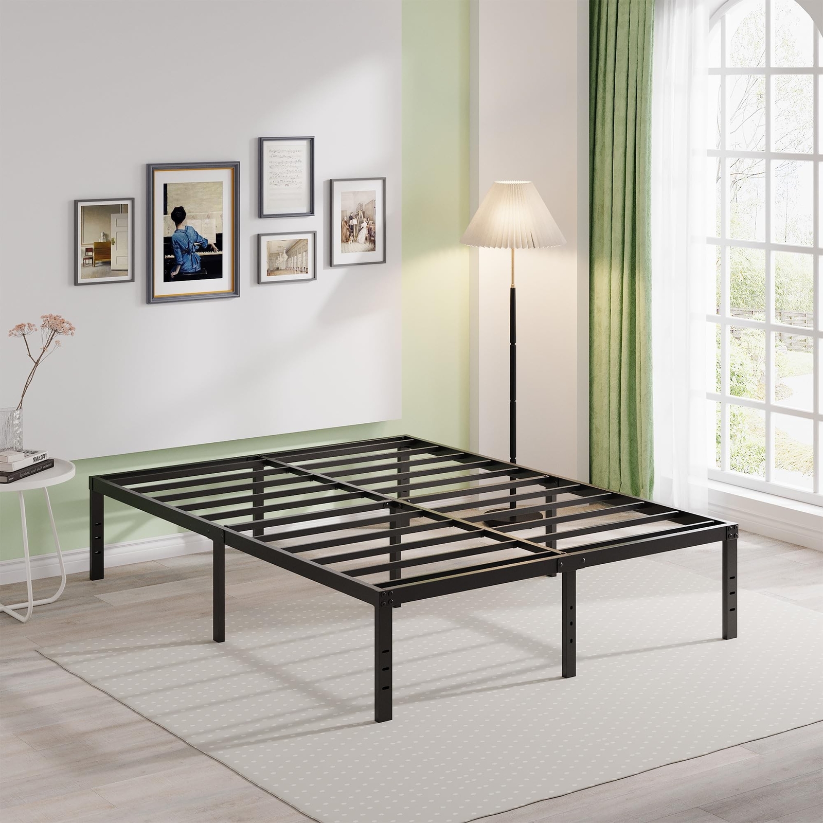 EMODA Queen Bed Frame No Box Spring Needed 18 Inch Heavy Duty Metal Tall Plat…