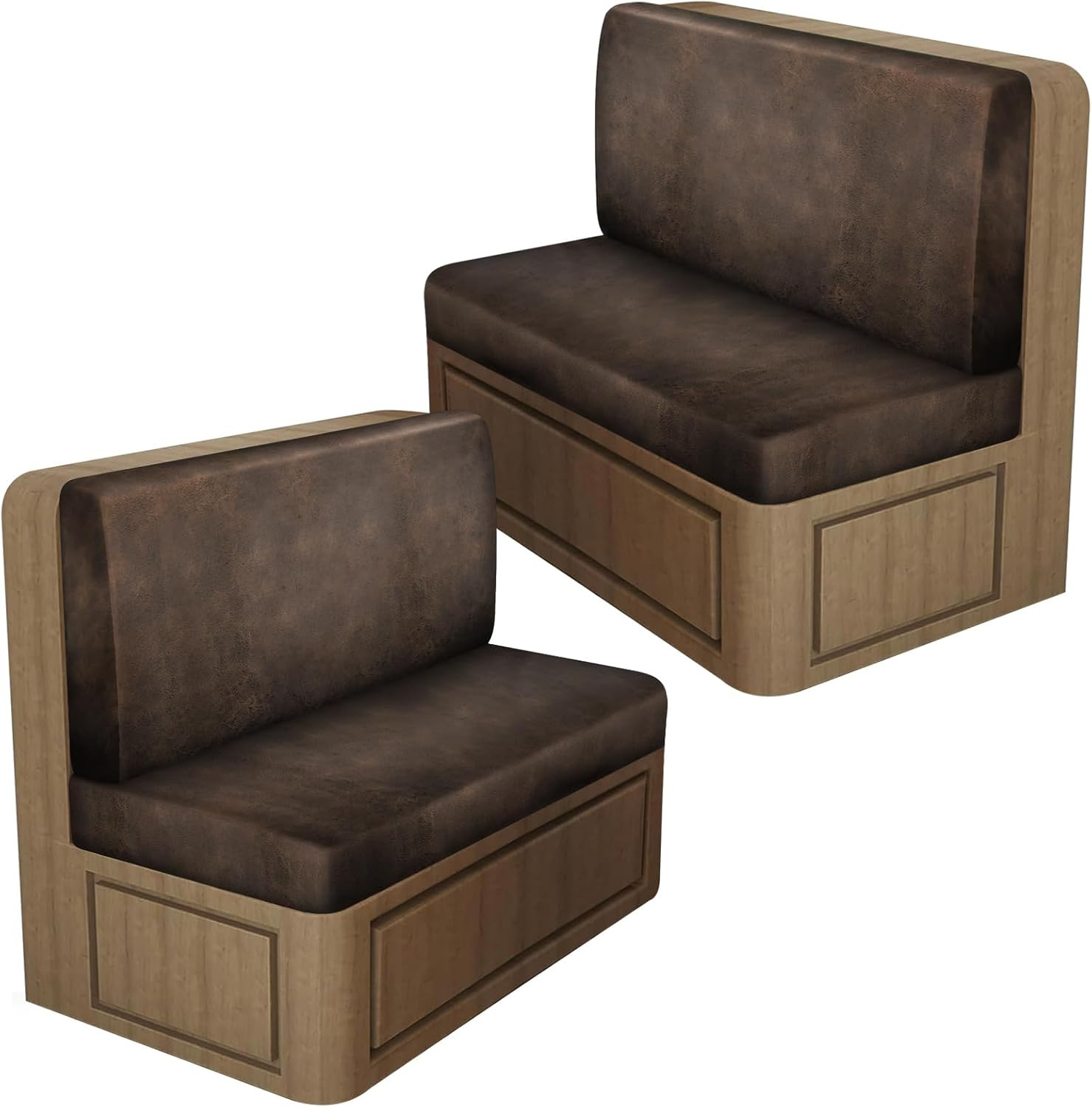 RV Dinette Cushion Covers Stretch Camper Slipcovers Booth Seat Brown Leather PU