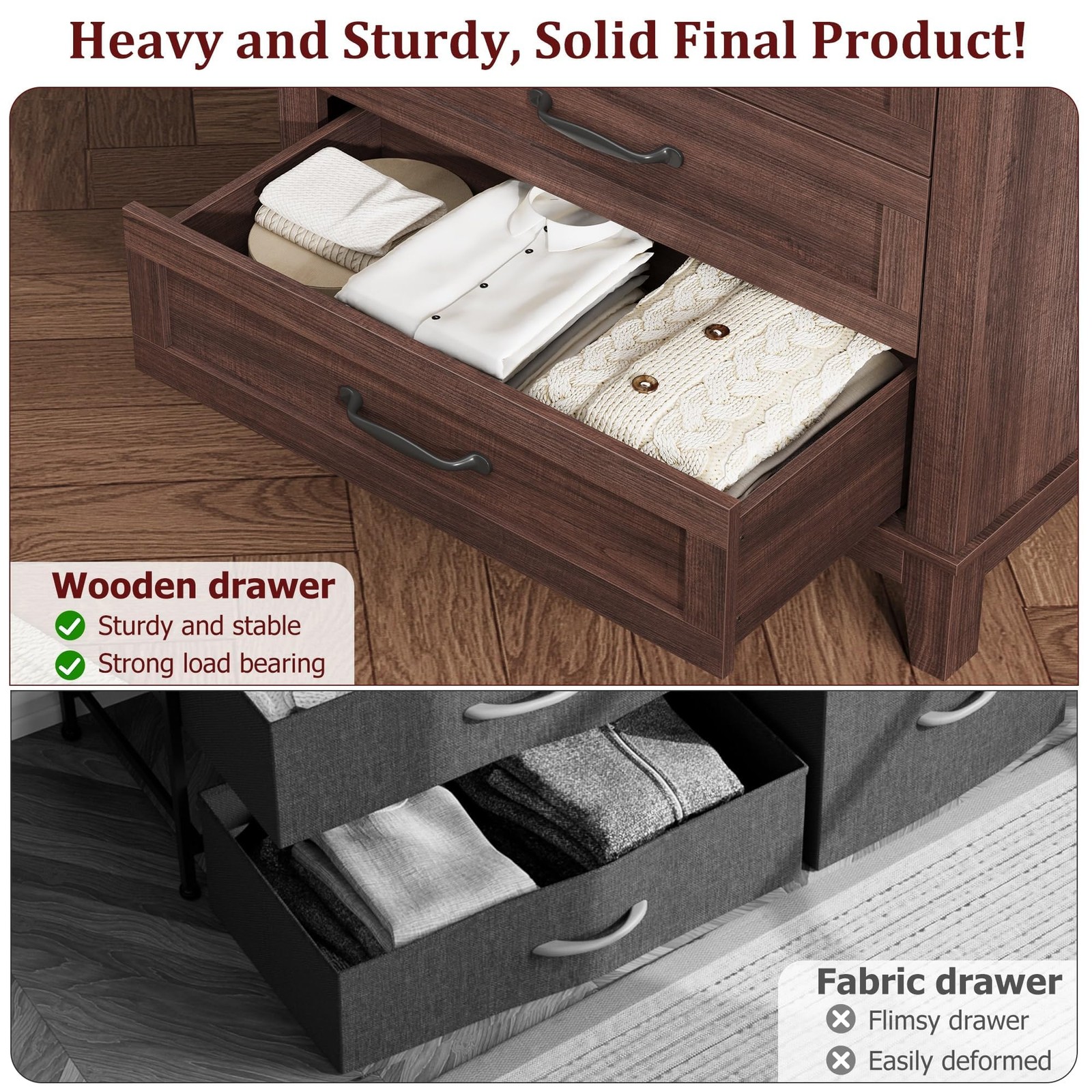5-Drawer Vertical Dresser 41.3 in Tall Wooden Storage Chest with Freestanding