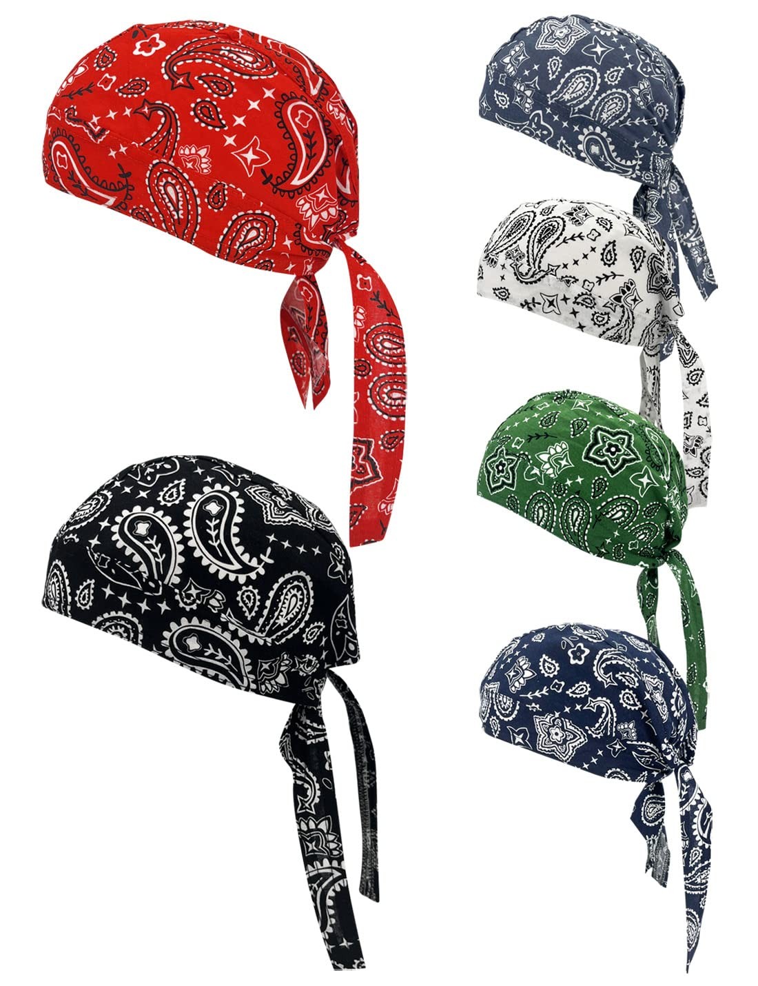 Cotton Doo Rags Skull Bandana Motorcycle Dew Rags Head Wrap Cycling Sweat Har…