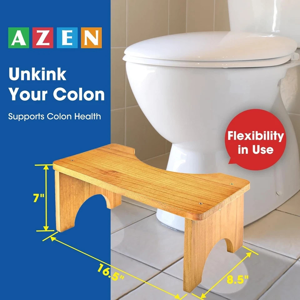 Toilet Stool Squat Adult, Wood Poop Stool for Bathroom Adults, Portable Toilet P