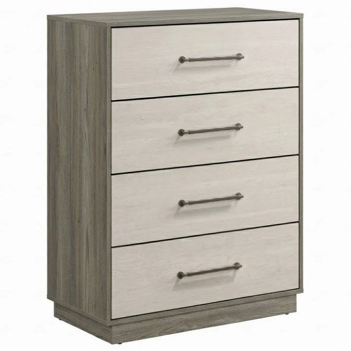 NEW 5PC Two-Tone Gray Oak Modern Rustic Queen King Storage Bedroom Set B/D/M/N/C