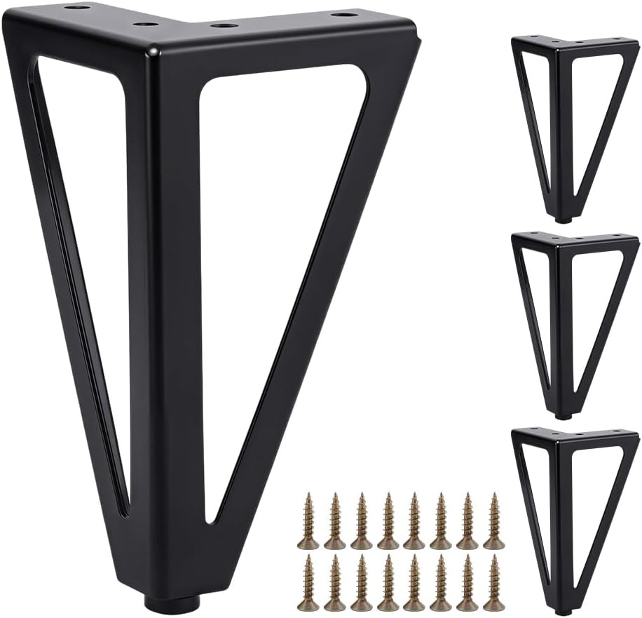 AHANDMAKER 6 Inches Solid Metal Furniture Legs, Heavy Duty Iron Triangle Furnitu