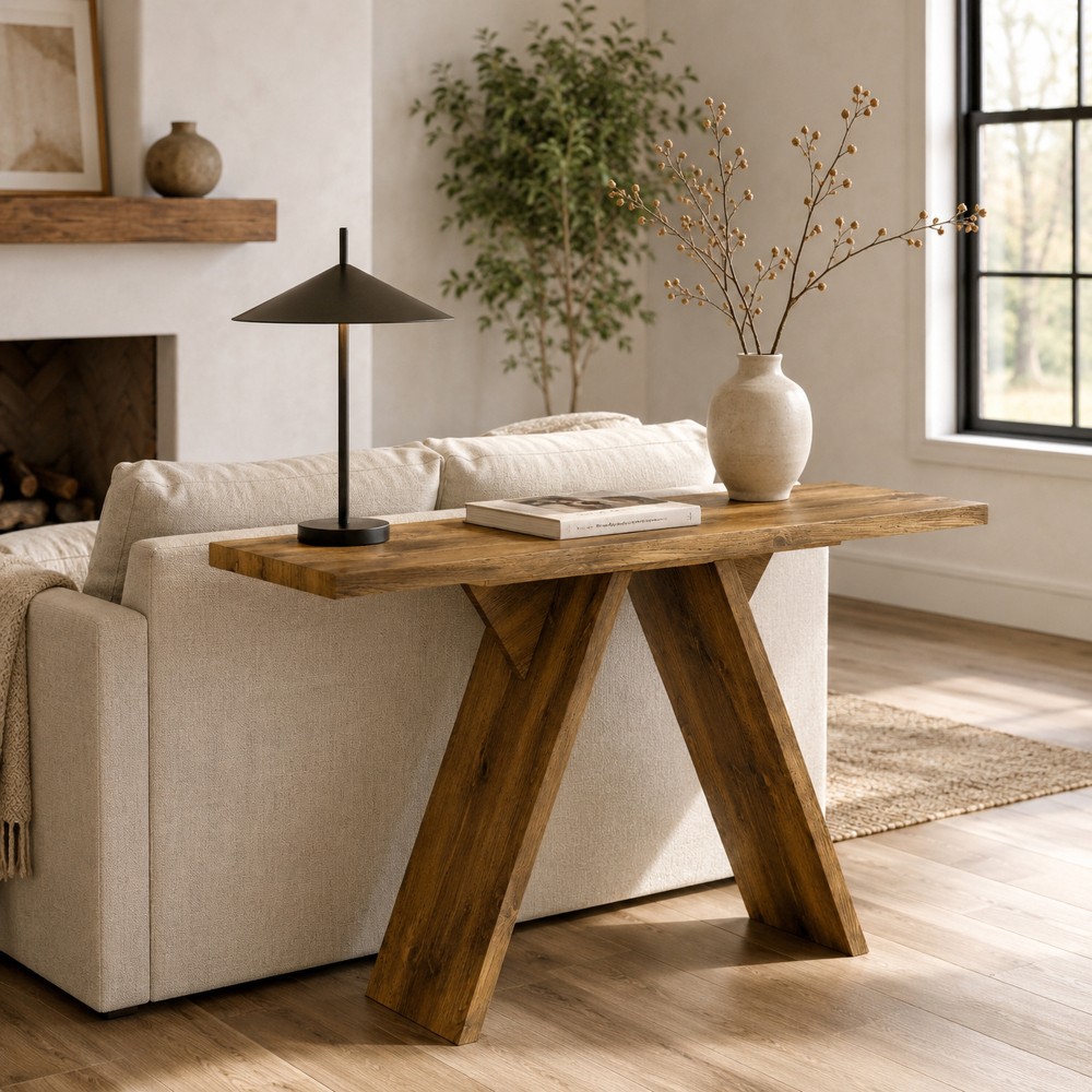 43in Console Table Long Entryway Table Mid-Century Modern Rustic Sofa Console