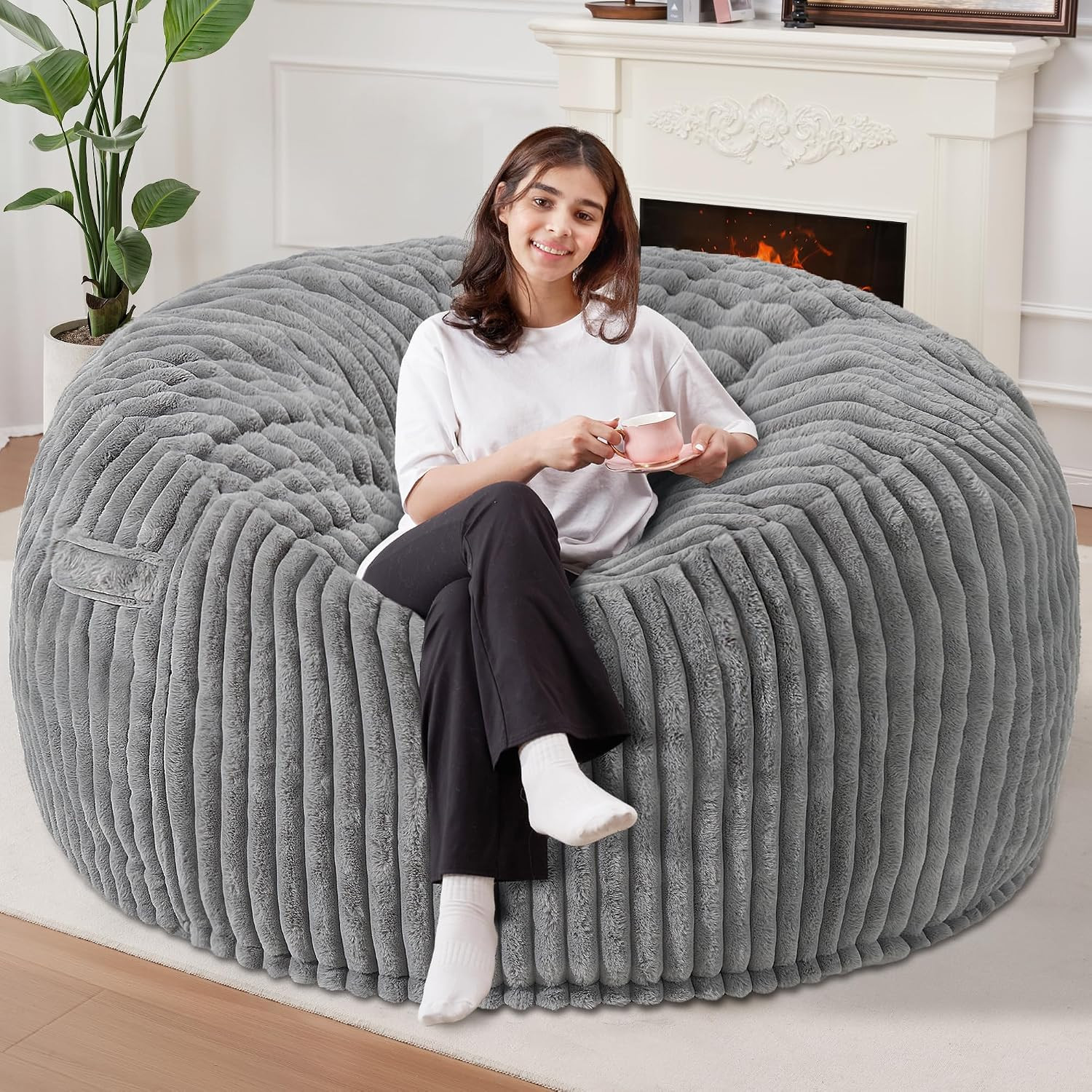 6 FT Bean Bag Chair,6′ Big Bean Bag,Giant Bean Bag Chairs for Adults | Comfy Lar