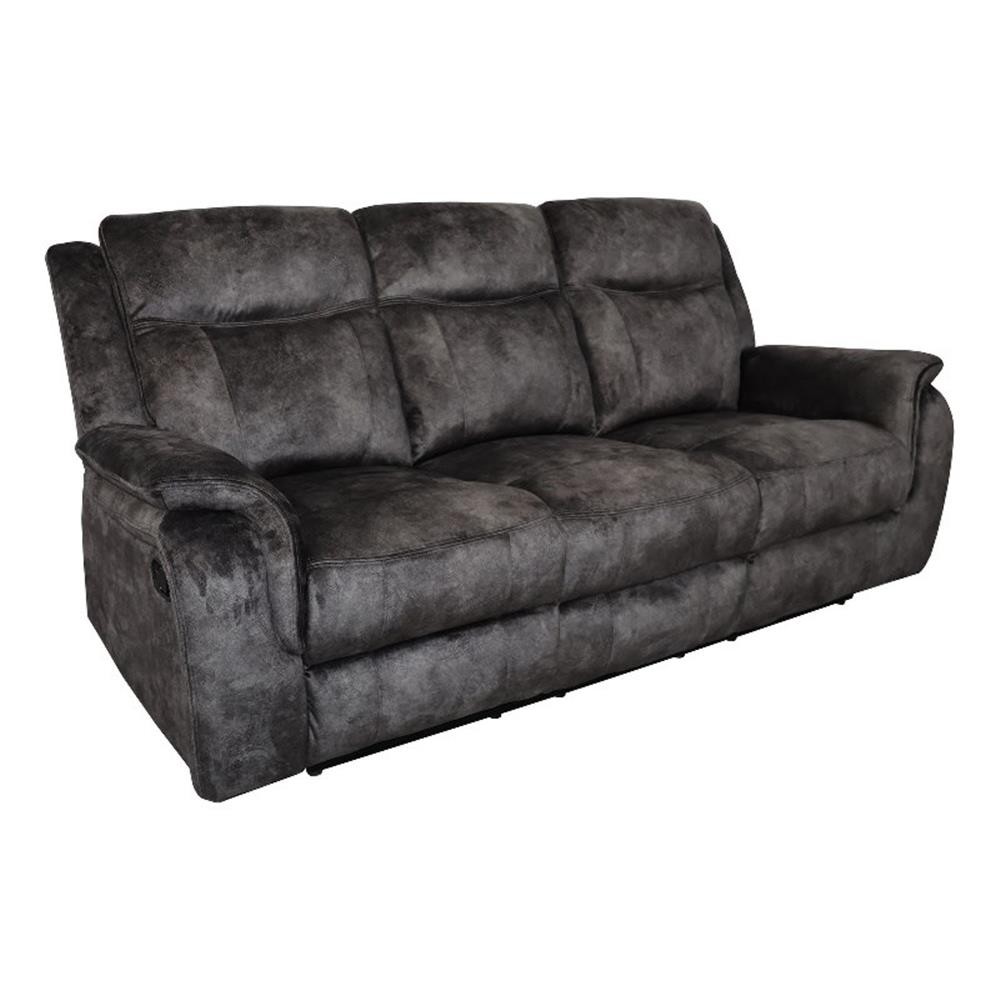 Pemberly Row 82″ Sofa with Dual Power Recliners in Gray Faux Suede Upholstery