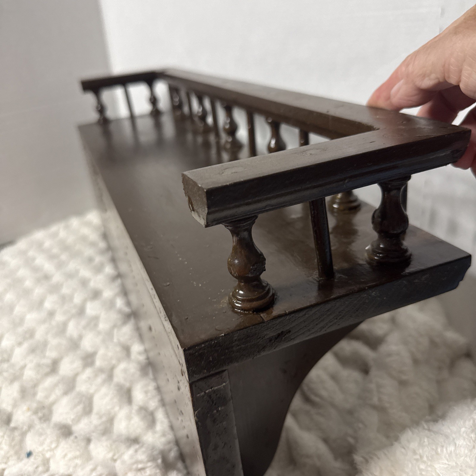 VTG Handmade Solid Wood Peg Hooks Entry Wall Shelf Coat Hat Rack Spindle Trinket