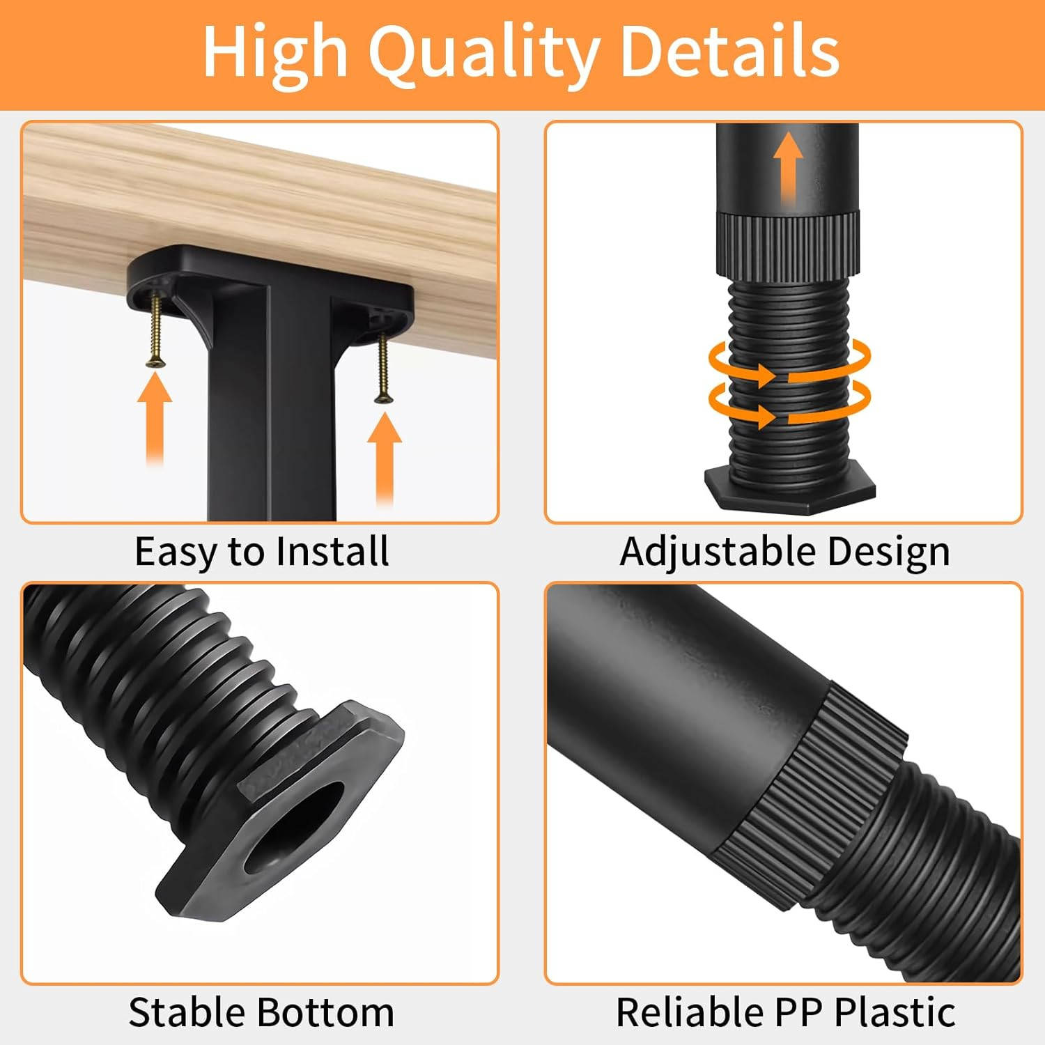 Jonkehai 8PCS Adjustable Bed Support Legs Bed Frame Support Legs Adjustable Bed