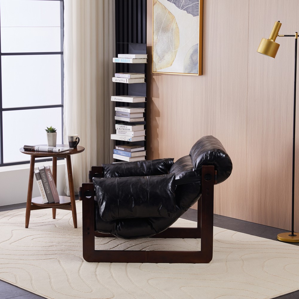 Medieval Modern Style Lounge Chair,removable Armrests,oil Wax Leather Sofa Chair