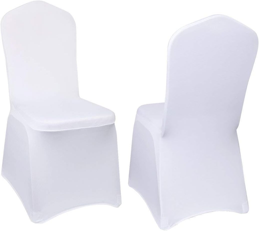 Chair Cover White Polyester Spandex Banquet Chair Covers Slipcover Flat Front