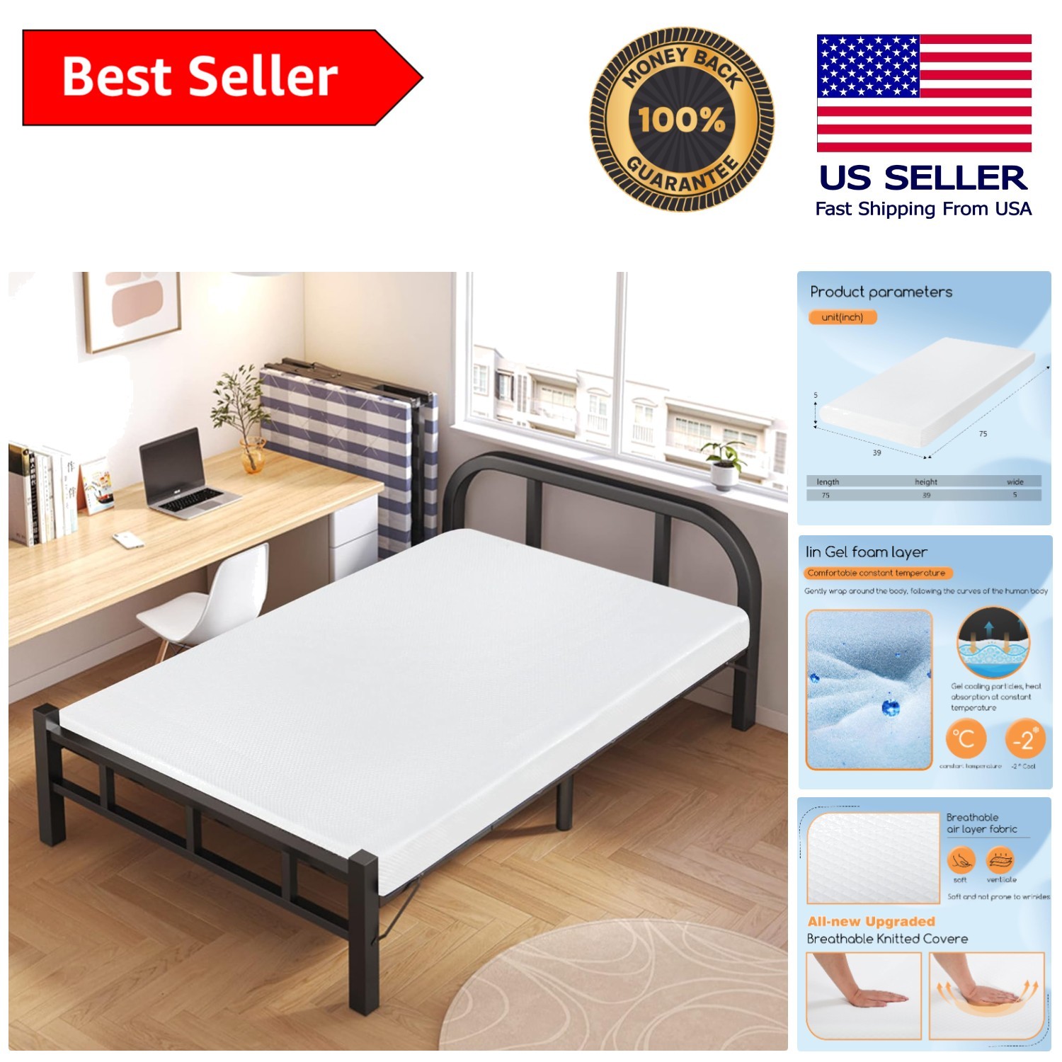 5 Inch Plush Top Twin Gel Memory Foam Mattress – Comfort and Pressure Relief
