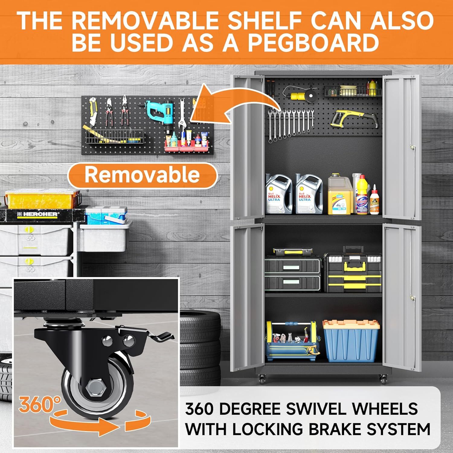 Rolling Tool Chest Tool Box Garage Storage Cabinet w/Wheels Metal Tool Cabinet